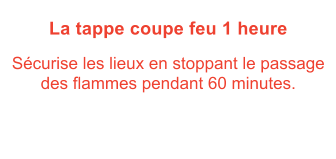 La tappe coupe feu 1 heure  Scurise les lieux en stoppant le passage des flammes pendant 60 minutes.